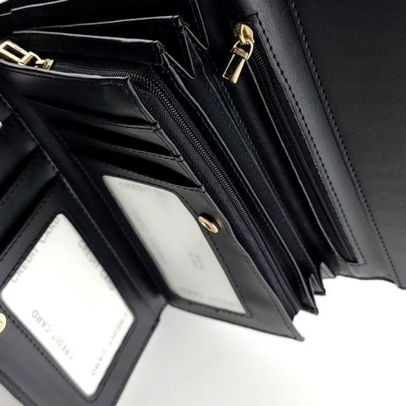 Move&Moda Black Patent Mock-Croc Trifold Wallet  Clutch - Picture 5 of 13